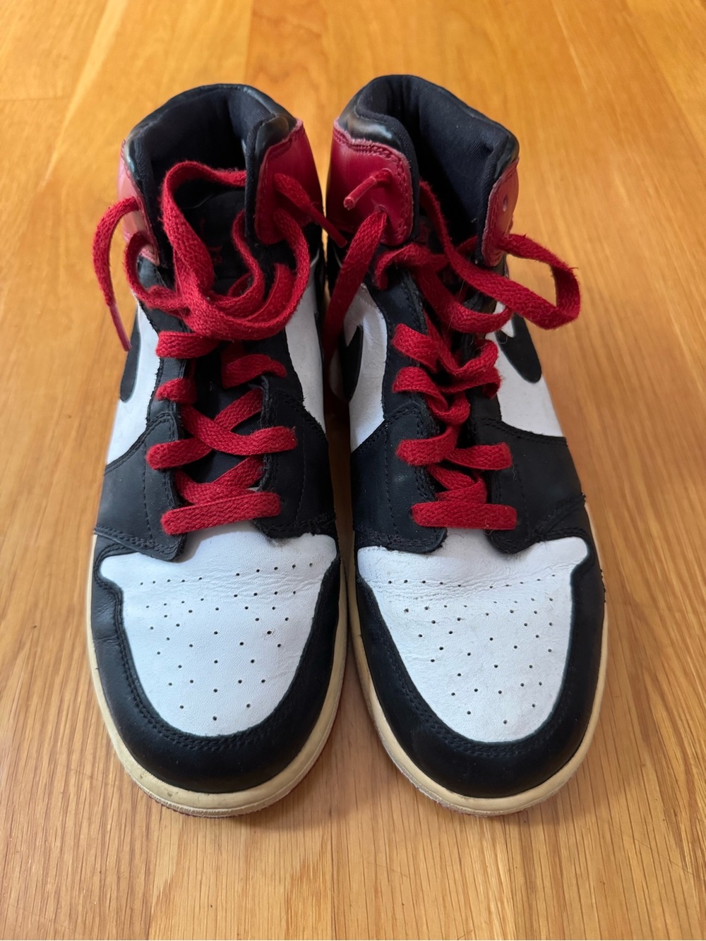 Kids High-Top Athletic Shoes in Black, White & Red